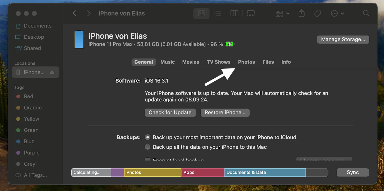 Fotos von Handy auf PC: Schritte für Apple-Handys. Navigieren Sie zum Ordner Photos