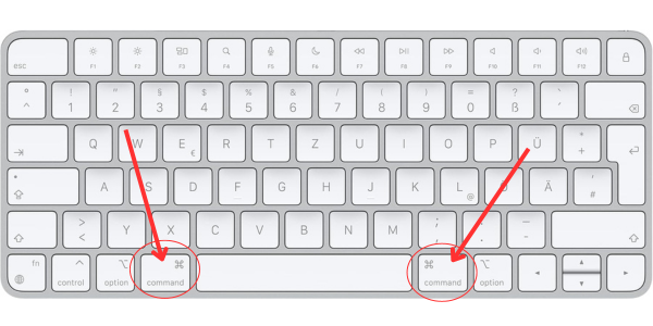 Position der Strg-Taste auf einer Mac-Tastatur